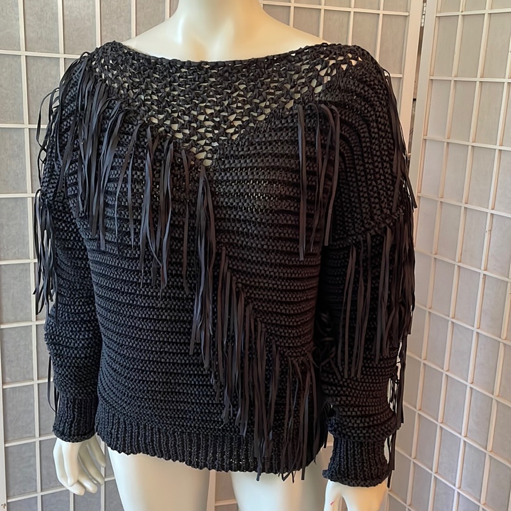 Black Western Fringed  Stella McCartney Sweater Sz euro 42
